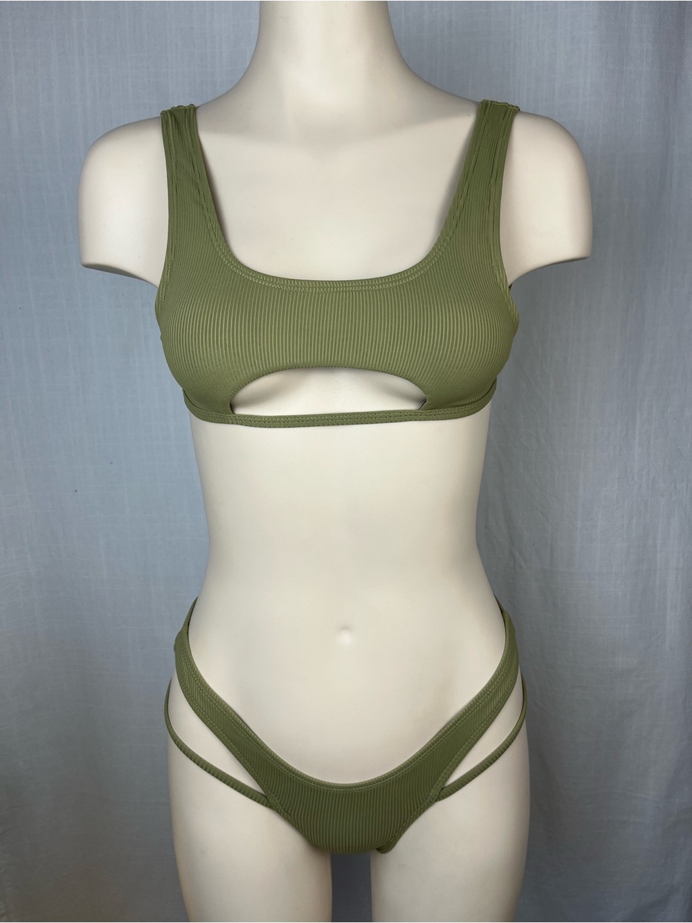 Somerfield Swim sage green ribbed bikini Small